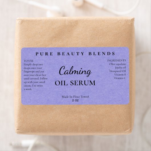 Blauw papier Textuur olie Serumlabels Etiket (Insitu)