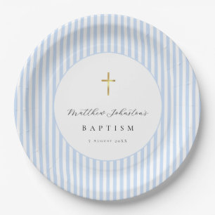 Blauw papier voor de doop van een babyjongen papieren bordje