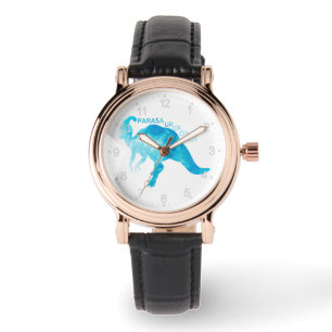 Blauw Parasaurolophus - Kies achtergrondkleur Horloge
