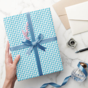 Blauw parelpatroon cadeaupapier