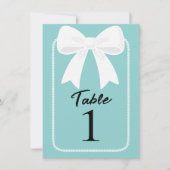 Blauw Parels met Witte Bogen Coquette Tafelnummer (Voorkant)