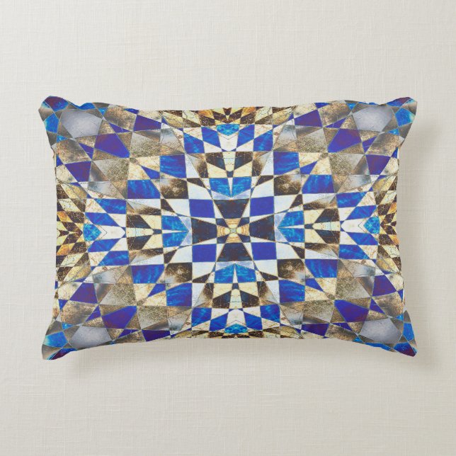 blauw parket accent kussen (Voorkant)