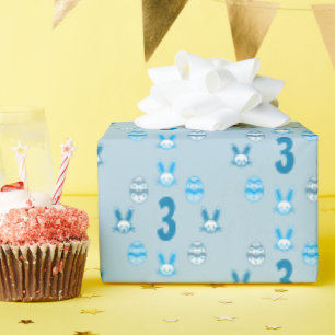 Blauw Pasen 3e Verjaardag Cadeaupapier