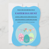 Blauw Pasen Eenvoudige Brunch Ei Hunt Uitnodiging (Voorkant)