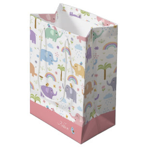 Blauw pastaarpatroon voor kleine meisjes medium cadeauzakje