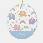 Blauw pastel Elephant Pattern Little Boy Kerstmis Keramisch Ornament (Links)