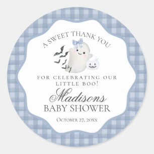 Blauw Pastel Lieve Boo Geest Baby Shower Favor Ronde Sticker