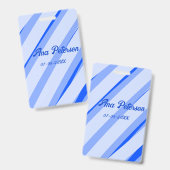 Blauw pastelkleurige naam datum boho retro lijnen badge (Voor- en achterkant)