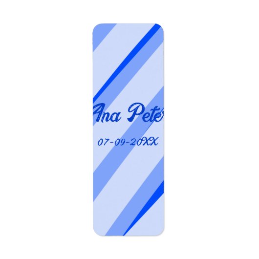 Blauw pastelkleurige naam datum boho retro lijnen etiket (Voorkant)