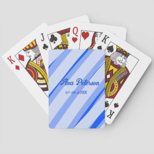 Blauw pastelkleurige voeg naam datum boho retro li pokerkaarten