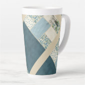 Blauw patchwork latte Mok (Rechterhoek)