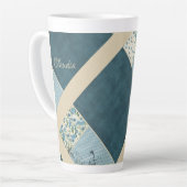 Blauw patchwork latte Mok (Linkerhoek)