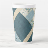 Blauw patchwork latte Mok (Voorkant)