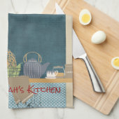 Blauw patchwork Shelf #1 Tea Kitchen Towel Theedoek (Quarter Fold)