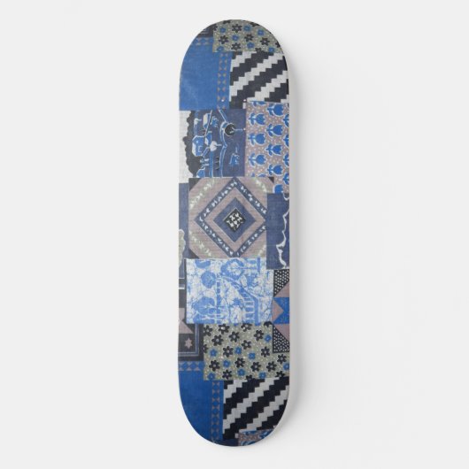 Blauw Patchwork Skatebord Dek Skateboard (Voorkant)