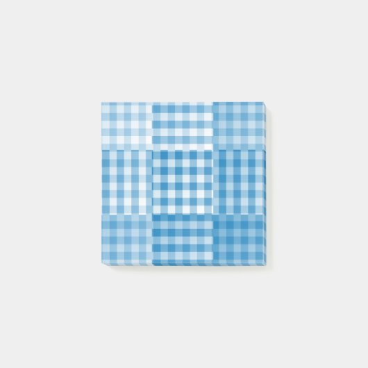 Blauw patchworkpatroon post-it® notes (Voorkant)