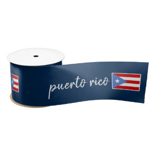 Blauw patriottisch lint met Puerto Ricaanse vlag