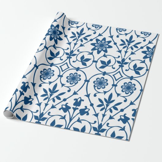  blauw  patroon cadeaupapier (Uitgerold)