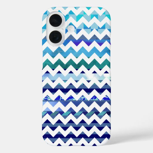 Blauw patroon chevron strepen Case-Mate iPhone case (Achterkant)