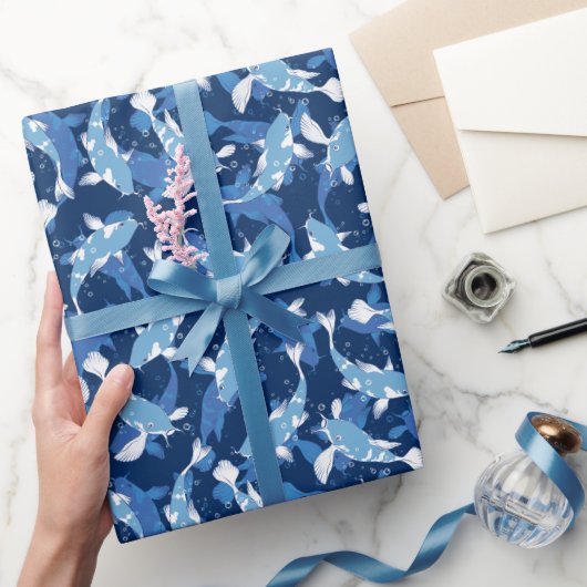 Blauw patroon - Koi Fish Cadeaupapier (Geschenken)