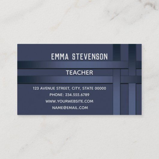 Blauw, patroon, lint visitekaartje (Achterkant)