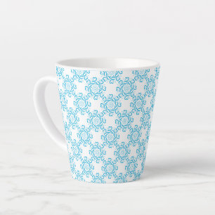 Blauw patroon met latte Mok