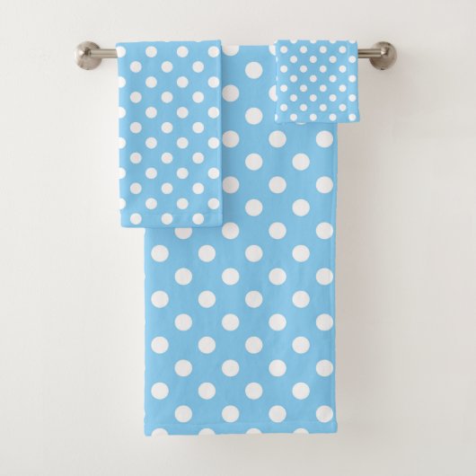 blauw patroon met witte poka - punten bad handdoek (Insitu)
