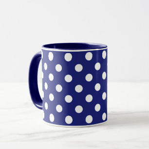 blauw patroon met witte stippen mok