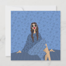 Blauw Patroon Muse Glam Mode Kunstkaart