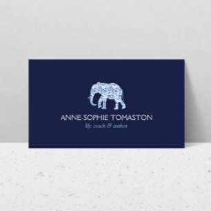  blauw patroon olifant Logo Visitekaartje