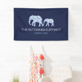  blauw patroon olifanten kinderopvang spandoek (Insitu)