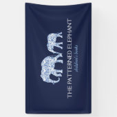  blauw patroon olifanten kinderopvang spandoek (Verticaal)
