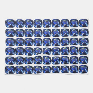 Blauw patroon theedoek