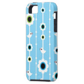 blauw patroon van vogel en bloemen Case-Mate iPhone case (Achterkant Links)