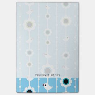 blauw patroon van vogel en bloemen post-it® notes