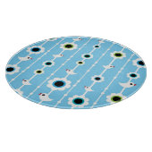 blauw patroon van vogel en bloemen snijplank (Hoek)