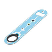 blauw patroon van vogel en bloemen speed flessenopener (Voorkant Gekanteld)