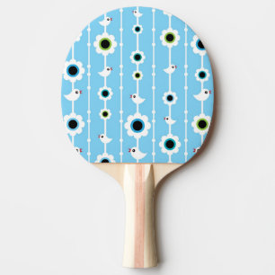 blauw patroon van vogel en bloemen tafeltennisbatje