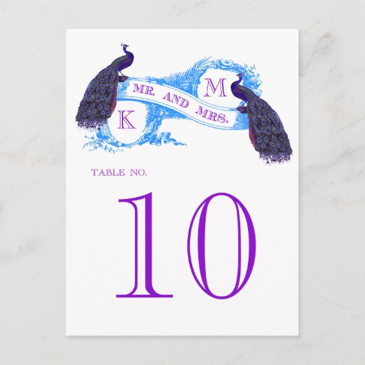 Blauw  Pauw Trouwtafel Nummer 8806CE Briefkaart (Voorkant)