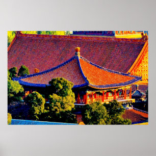 Blauw paviljoen dak Verboden Stad Poster