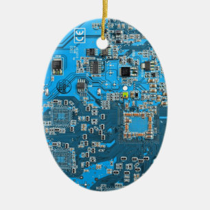Blauw PCB-printplaatontwerp voor IT-professionals Keramisch Ornament