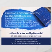 Blauw penseel, schilder en decorator Adverteren Flyer (Voorkant)