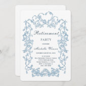  Blauw Pensioen Partij Sjabloon Kaart (Voorkant / Achterkant)