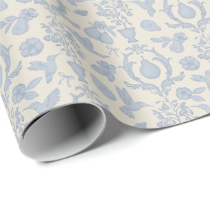 Blauw Perfect Pear Franse Landelijke Bruidscadeauf Cadeaupapier