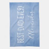 Blauw perkament beste vader ooit theedoek (Verticaal)