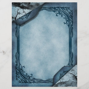 Blauw perkament gotische briefhoofd