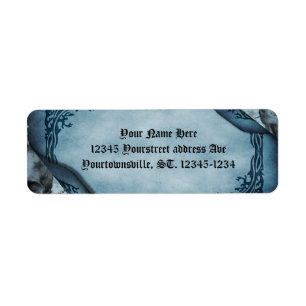 Blauw perkament Scroll Gothic Retouradres Etiket