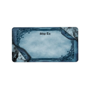 Blauw Perkament Scroll Gothic Verzendlabel Etiket