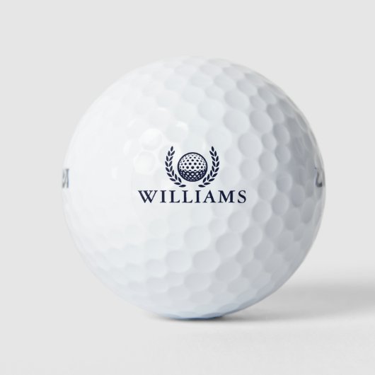 Blauw Personaliseerde Naam Monogram Krans Golfballen (Voorkant)