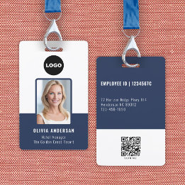 Blauw Personeelsfoto ID QR-code Bedrijfslogo  Badge